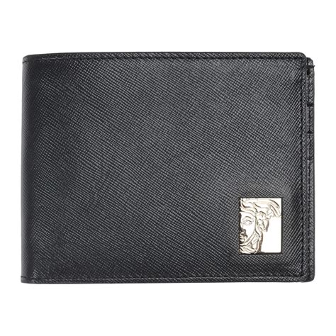 versace collection pebbled leather long wallet|Versace bifold wallet.